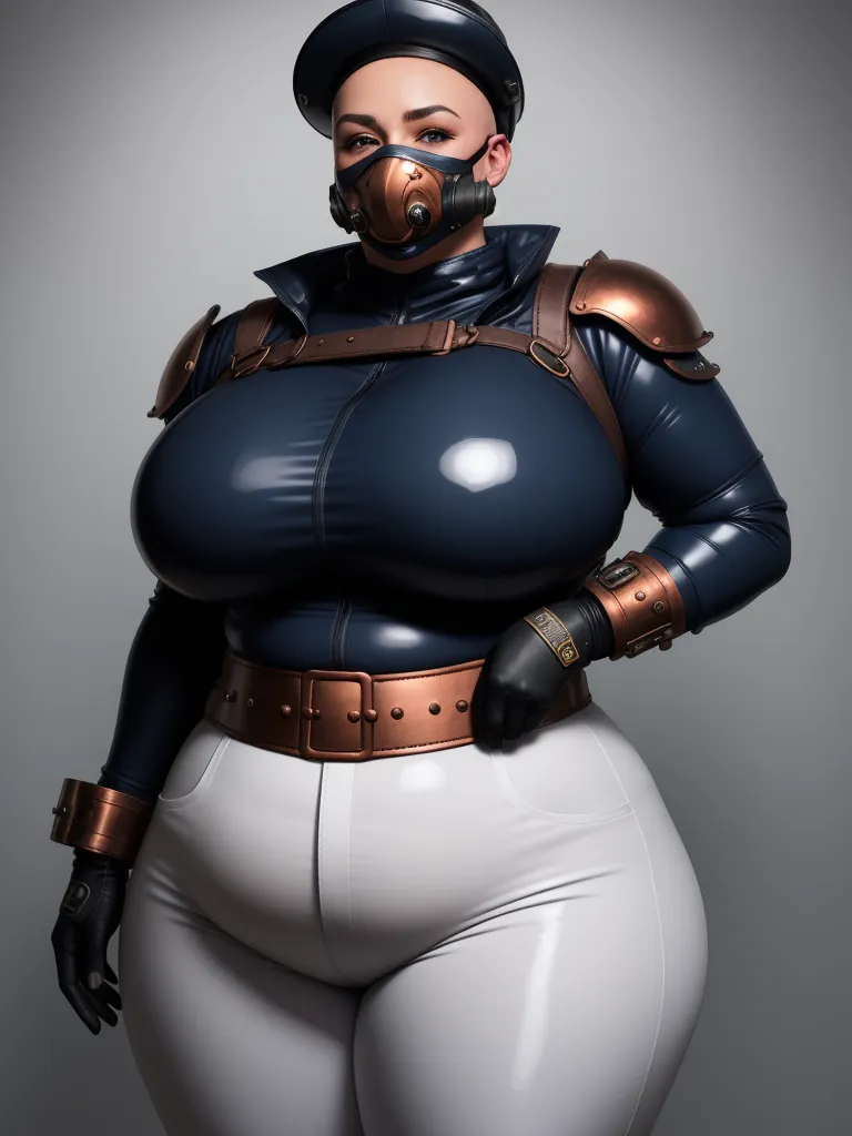 1080p Picture Steampunk Stile Backside Of Chubby Bald Women