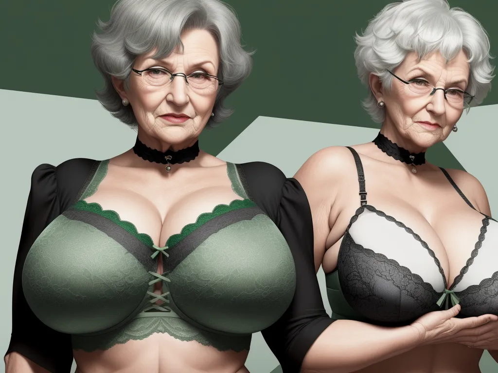 Ai Art Wallpaper Sexd Granny Showing Her Huge Huge Huge Bra Green