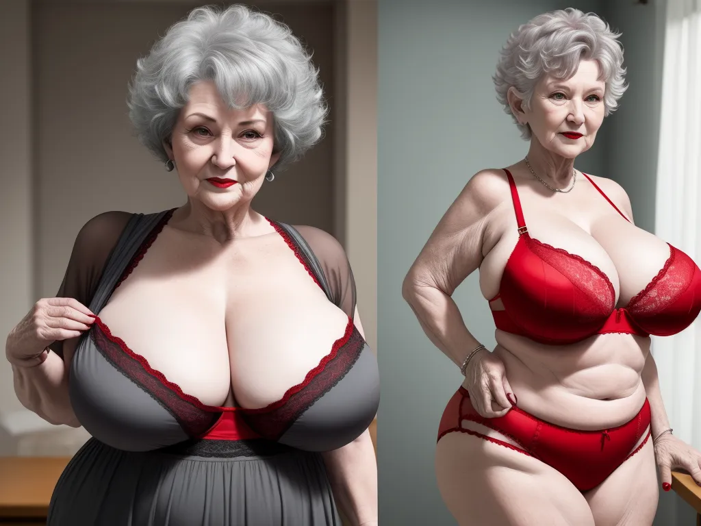 Ai Art Wallpaper Sexd Granny Showing Her Huge Huge Huge Red Bra