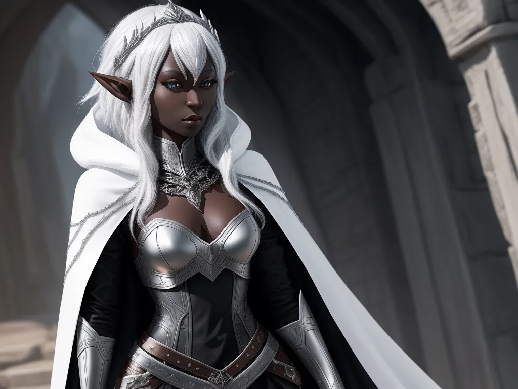 Ai Creating Images 1 Solo Female Drow Elf Adventurer Black Skin