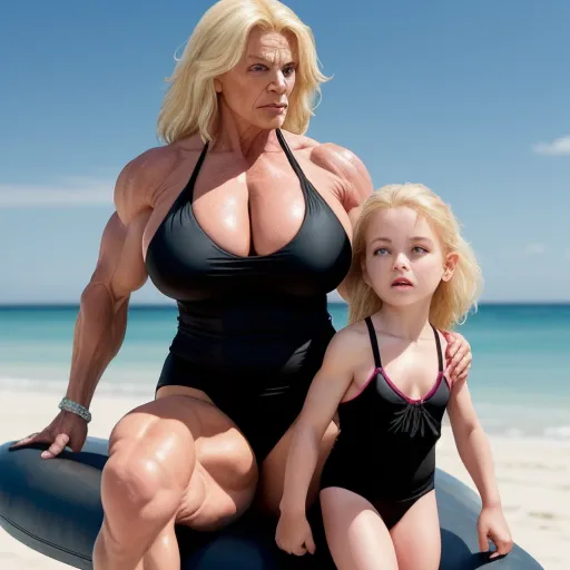 Ai Upscaler Gilf Huge Older Muscle Woman In Black Bikini