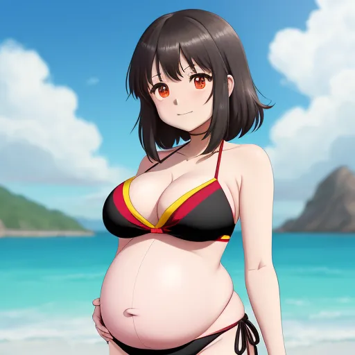 Convertir Foto A Hd Cartoon Megumin In A Bikini With Pregnant Belly