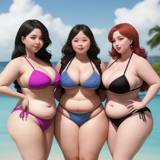 Free Photo Ai Three Chubby Womans In Micro Bikini Big Booty
