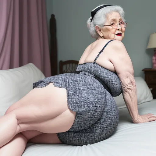 Low Quality Picture Granny Showing Her Big Booty Fat Lingerie