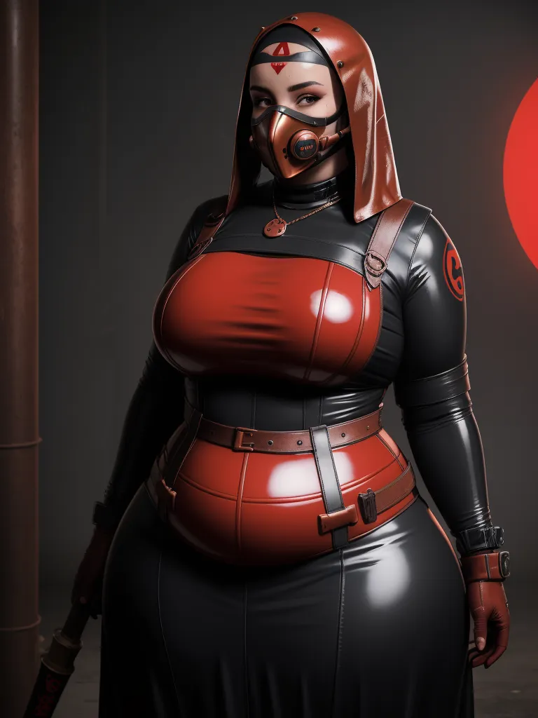 Make Photo 4k Steampunk Stile Fat Thicc Chubby Women With Red