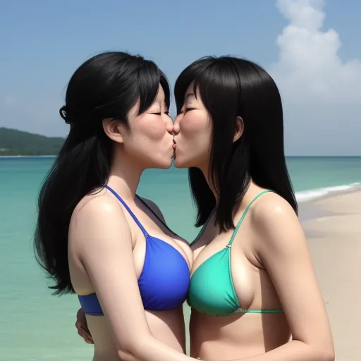 Photo Enhancer Two Wives Kissing Each Other In Bikini Asian Sp