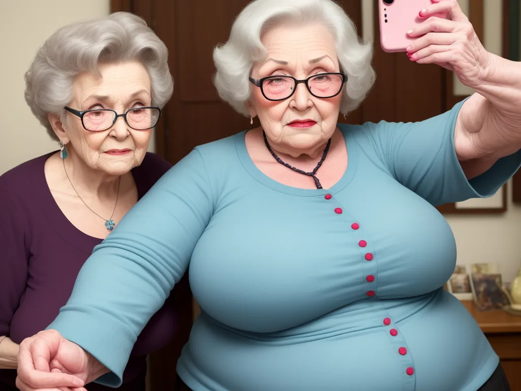 Turn An Image Into High Resolution Granny Showing Humongous Saggy Her Big Selfie