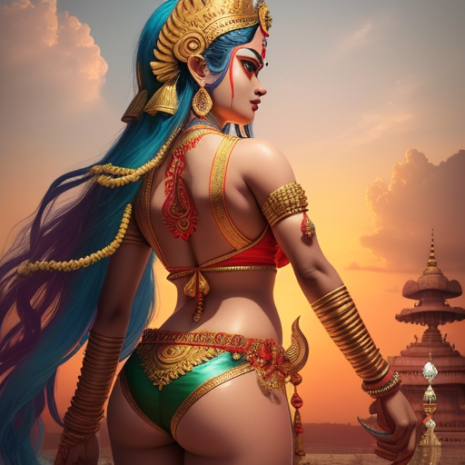 Ai Image Enhance Goddess Durga In Bikini Back View