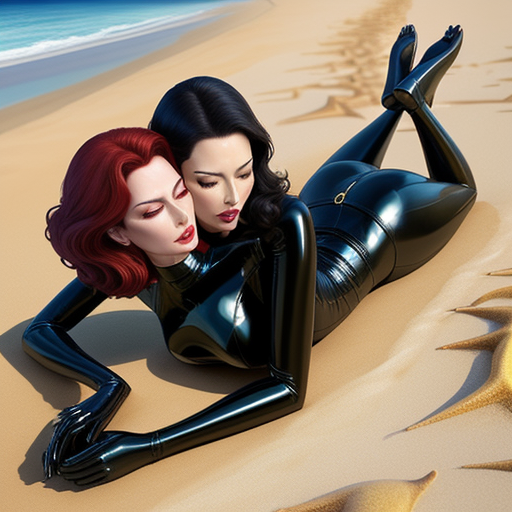 Cartoon Caracters Naked Two Latex Women Lying On The Beach One Is