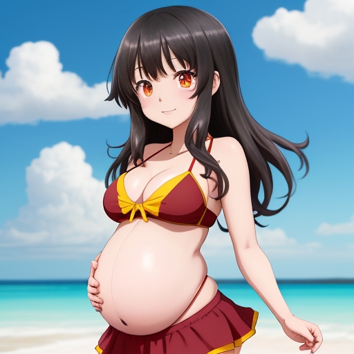 Ai To Create Images Cartoon Megumin In A Bikini With Pregnant Belly