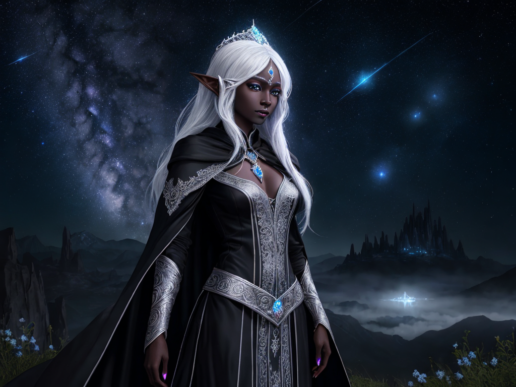 Convert Image To 4k Resolution One Beautiful Female Drow Elf Wizard