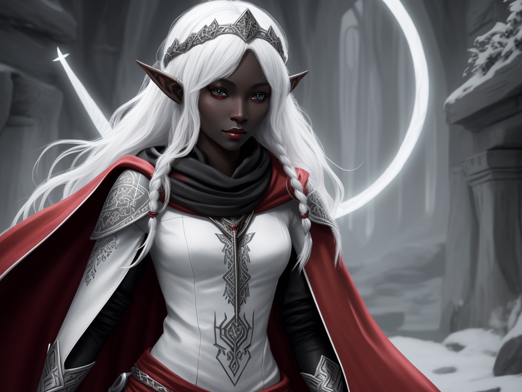 Image Downscaler Solo Female Drow Elf Adventurer Black Skin