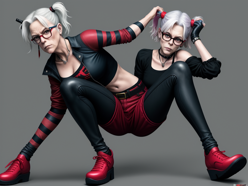 Image To Text Conversion Jamie Lee Curtis Age 35 Dressed As Harley Quin