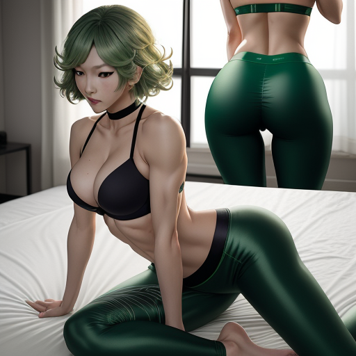 Nude Cartoon Tatsumaki Tied To A Bed Naked Abs Legs Spread