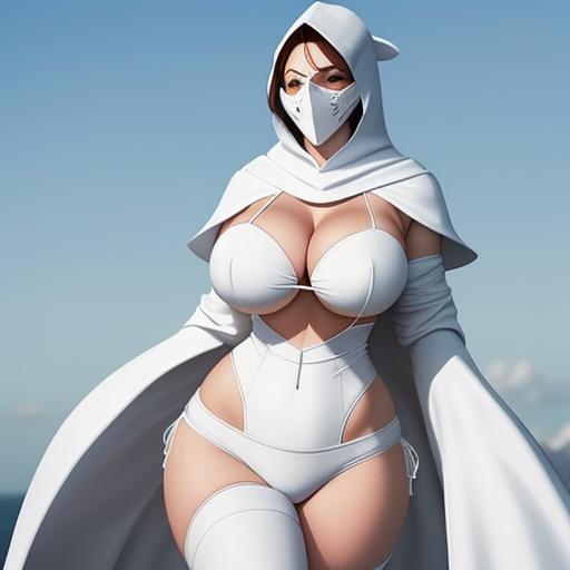 Nude Cartoons Woman Wearing A White Bikini With A White Cowl On