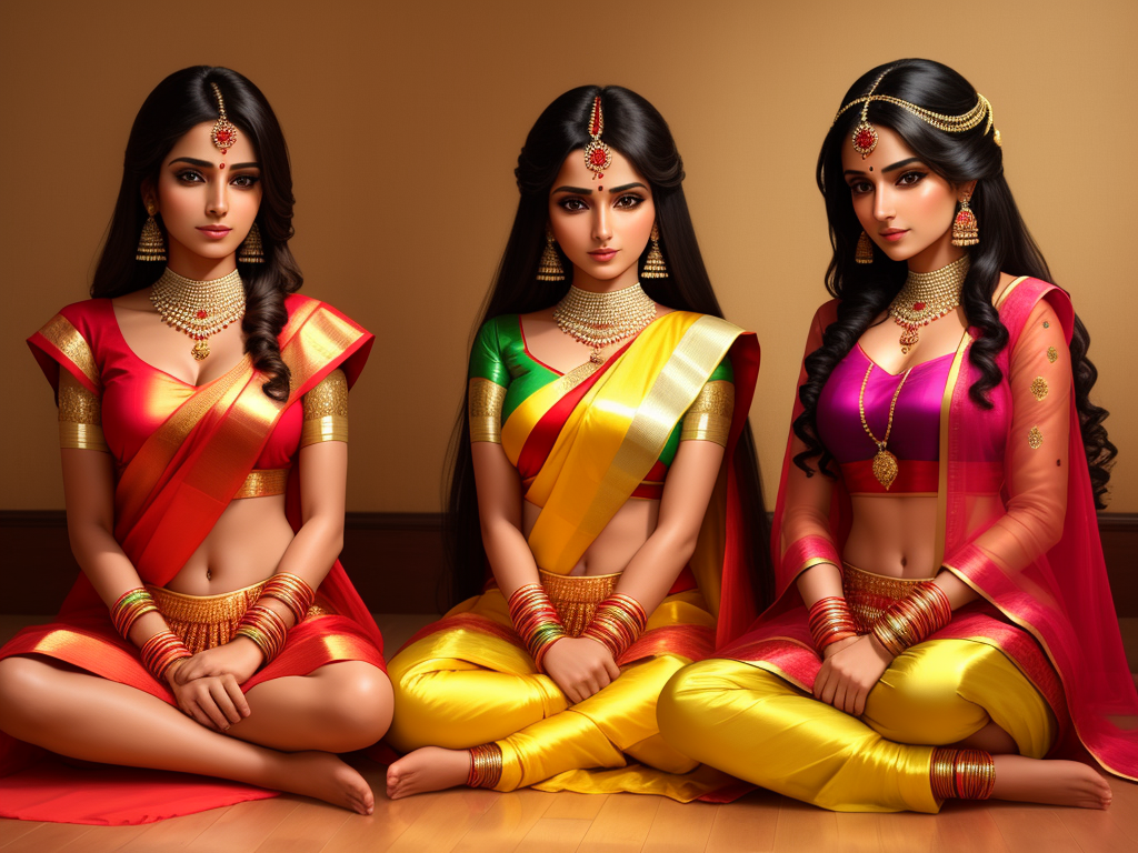 Ai Image Modifier Two Beautiful Women In Indian Attire Sitting On