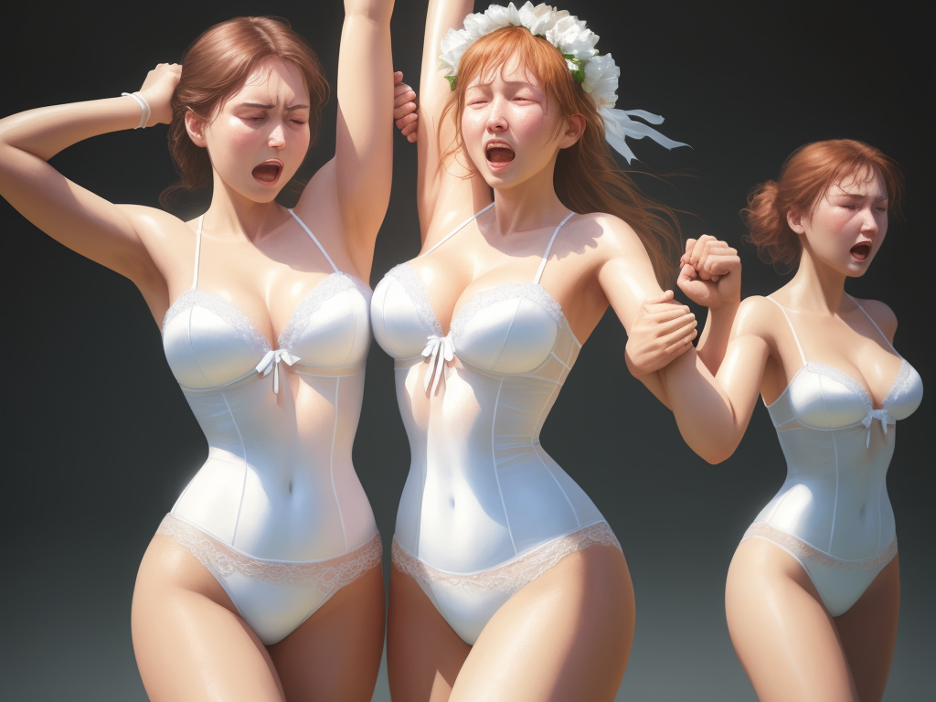 Turn Image K Two Women In White Lingerie Holding Their Arms