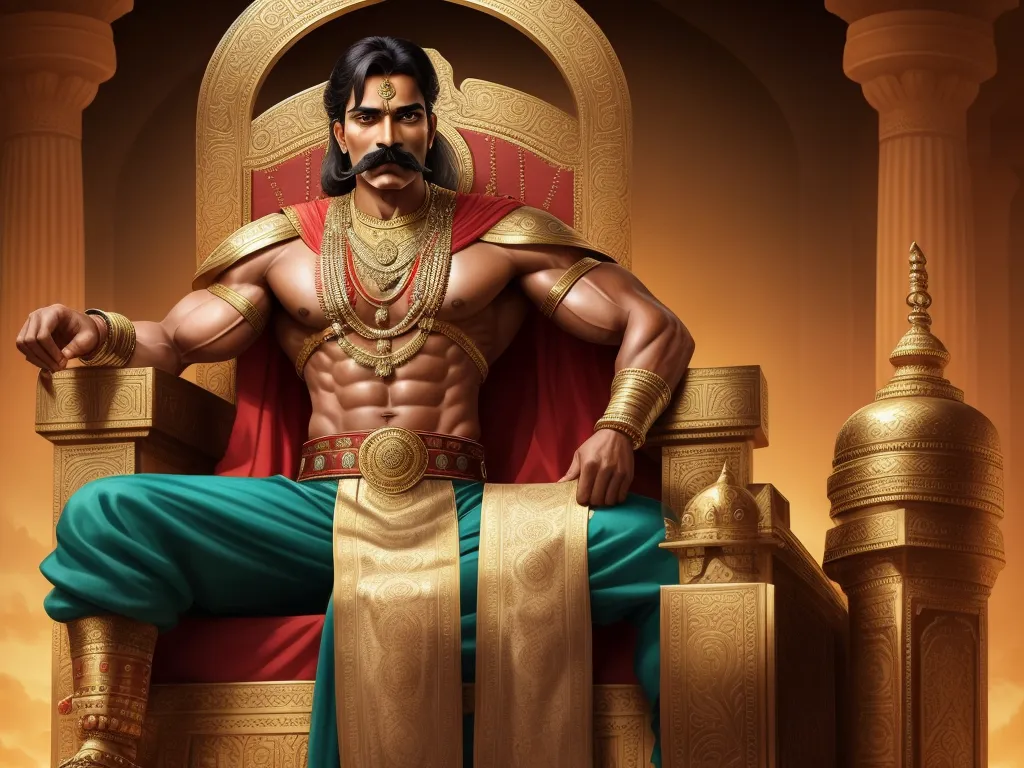 Ai created pictures: 1 Handsome Indian king with moustache and muscles