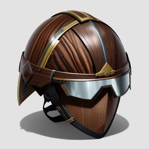 increasing photo resolution - a helmet with a metal and wood design on it's face and a metal visor on the top of it, by Baiōken Eishun