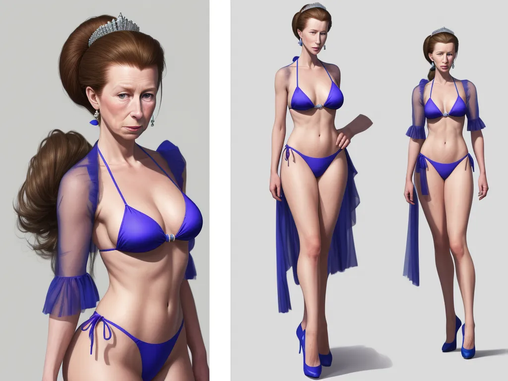 nsfw ai image generator - a woman in a bikini and a tiara is shown in three different poses, both of which are in different poses, by Hirohiko Araki