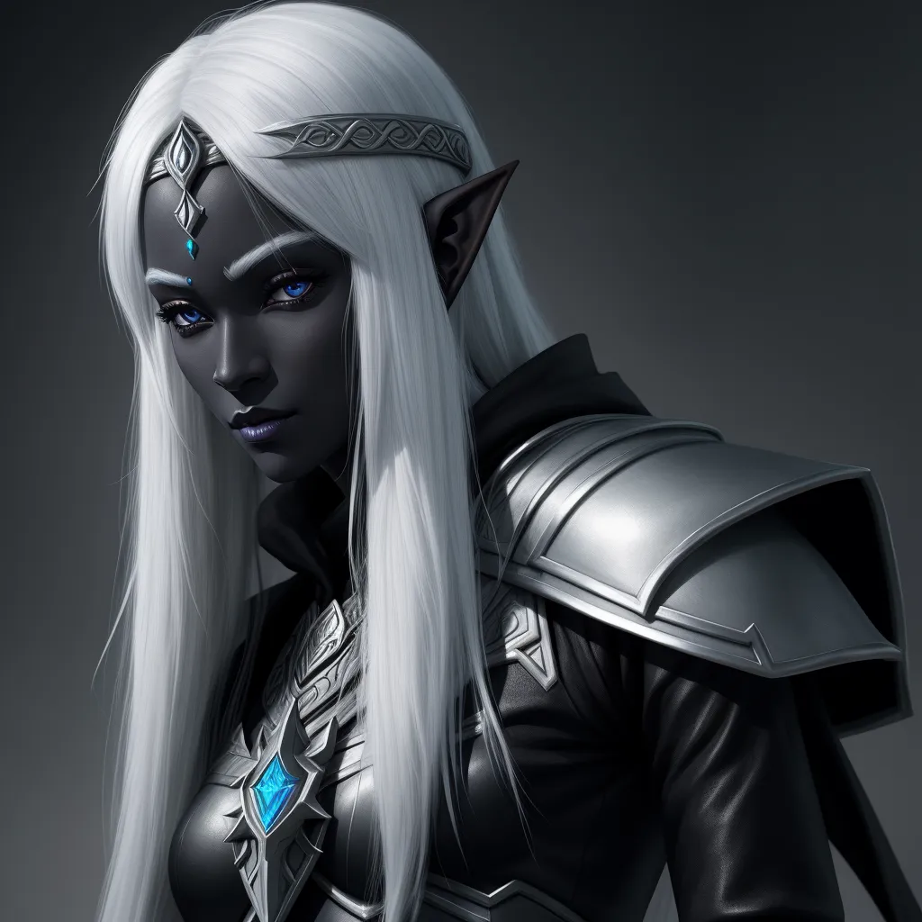 1080p images: 1 solo female drow elf, beautiful face, very