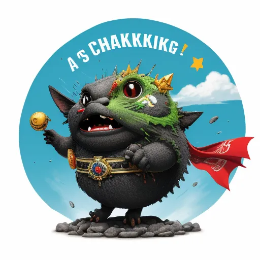 convert photo into 4k - a cartoon character with a crown on his head and a cape around his neck, holding a ball in his hand, by Craola