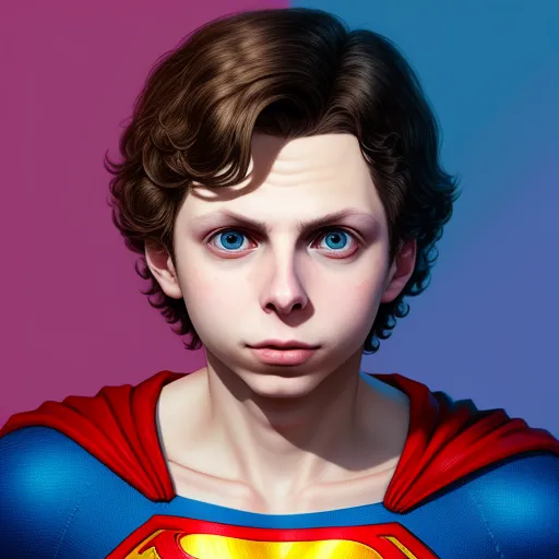 a digital painting of a man in a superman suit with a surprised look on his face and chest,, by Phil Noto