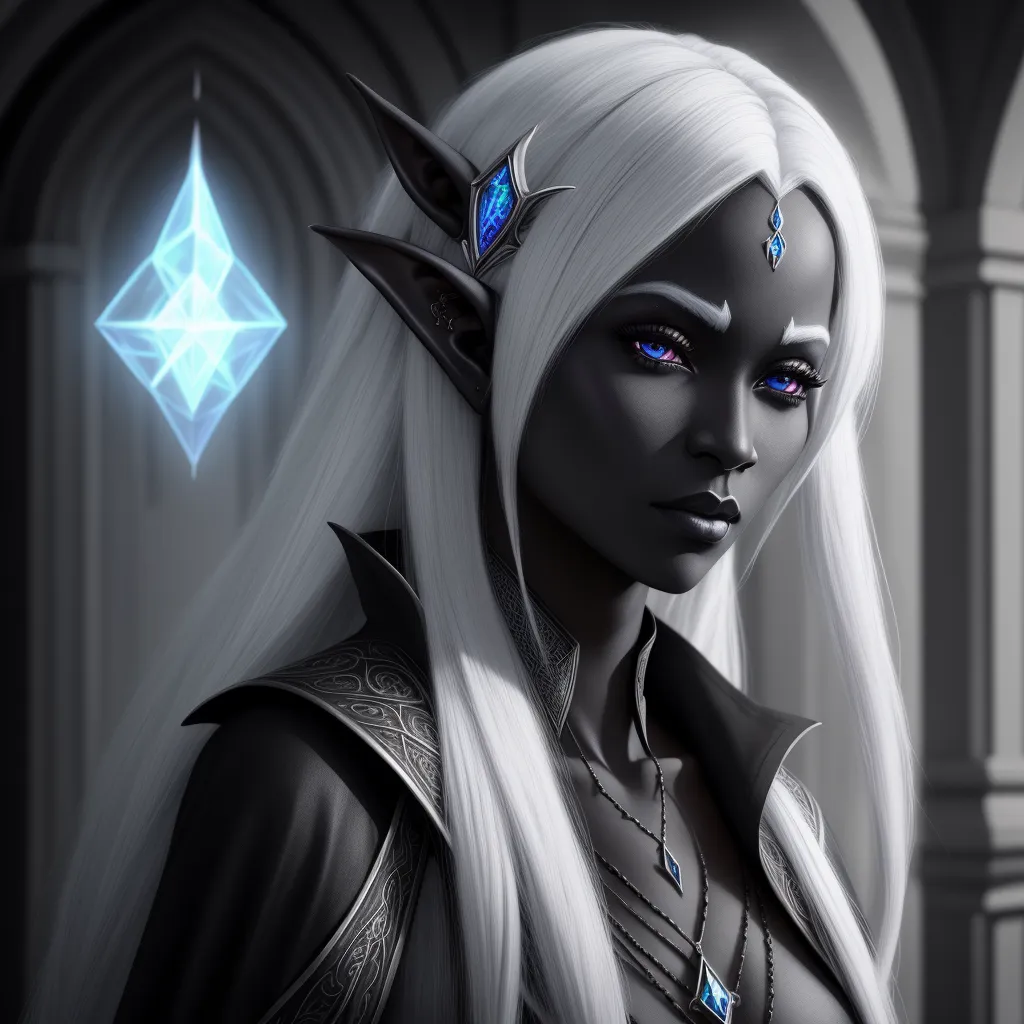 1080p picture converter: The symbol of female drow elf wizard, beautiful,