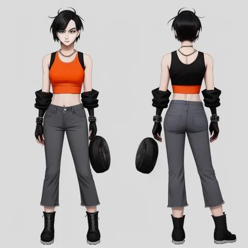text to photo ai - a woman in a crop top and pants with a basketball ball and a basketball hoop in her hand and a basketball in her other hand, by Akira Toriyama