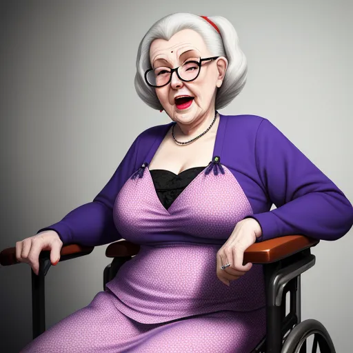 what is high resolution photo - a woman in a wheelchair with a surprised look on her face and hands on her hips, with a surprised look on her face, by Pixar Concept Artists