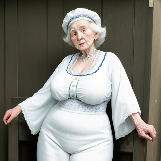 1920x1080 photo Old white Granny, very, big showing her huge