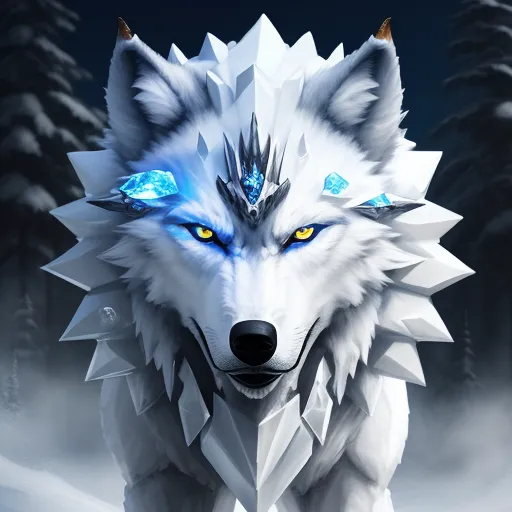 1920x1080 pixel art: ice wolf