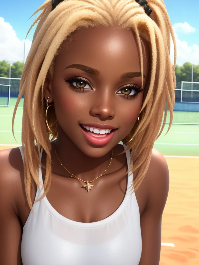ai picture generator from text - a woman with blonde hair and a white top on a tennis court with a tennis ball in the background, by François Louis Thomas Francia