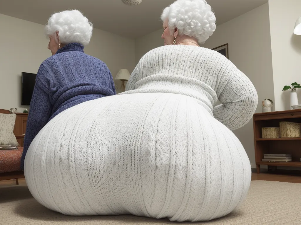 X Pixel Art White Granny Big Booty Wide Hips Knitting