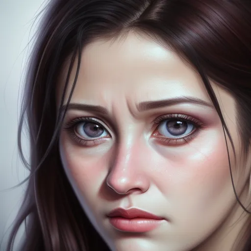 a digital painting of a woman with blue eyes and long hair, with a white background and a white background, by Lois van Baarle