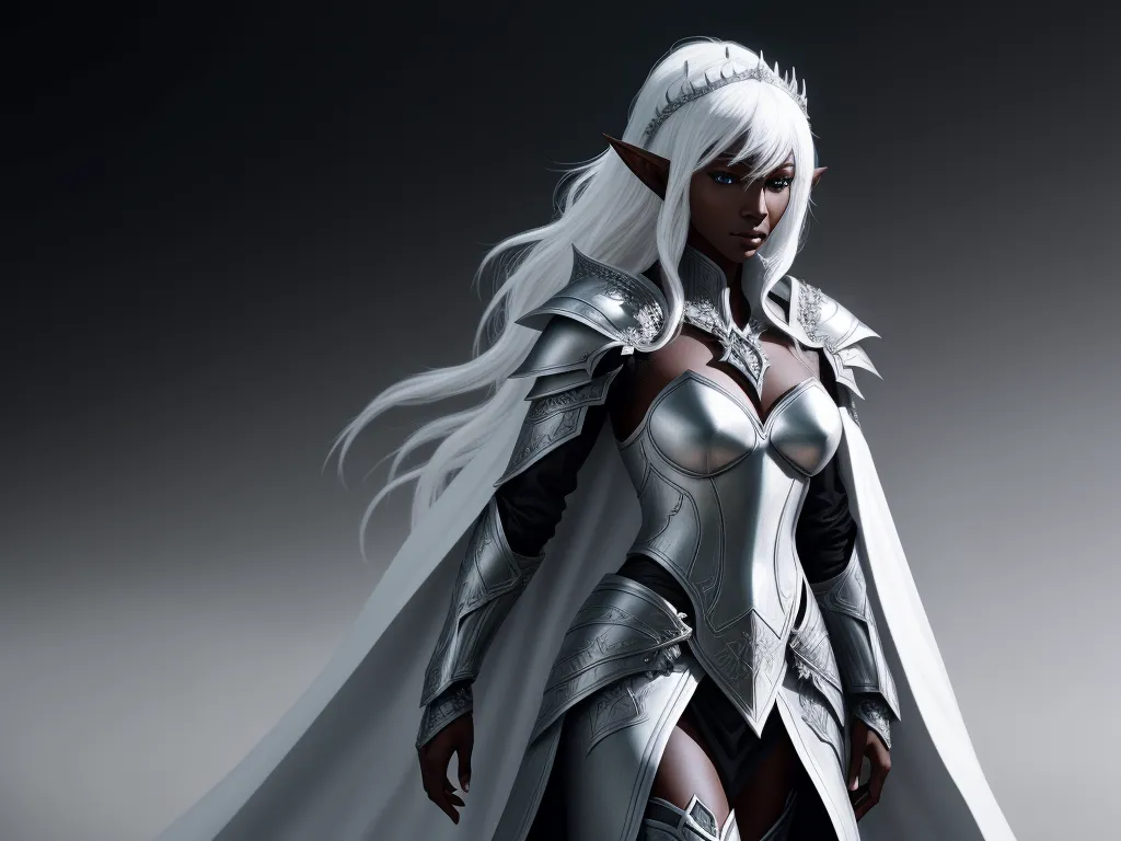 how to increase image resolution - a woman dressed in a white outfit and a white cape with a sword on her shoulder and a white cloak on her shoulder, by Lois van Baarle