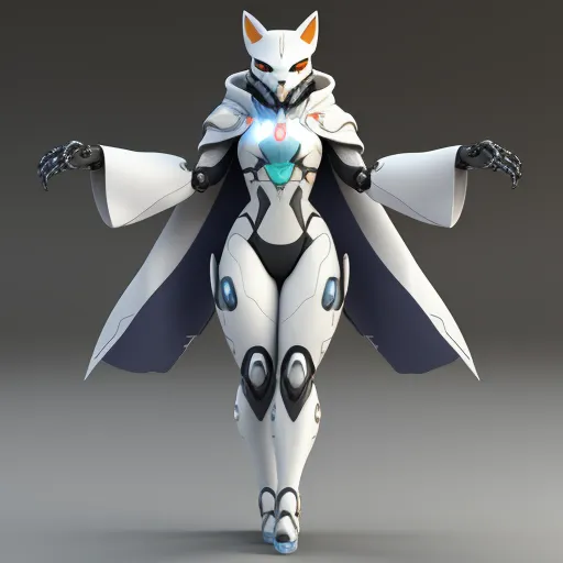 ultra high resolution images free - a woman in a futuristic suit with a cat on her back and arms outstretched, with a cat on her chest, by NHK Animation