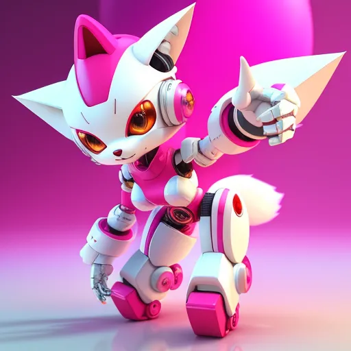 ai image generator from image - a cartoon cat with a gun pointing at something in the air with a pink background and a pink background, by Terada Katsuya
