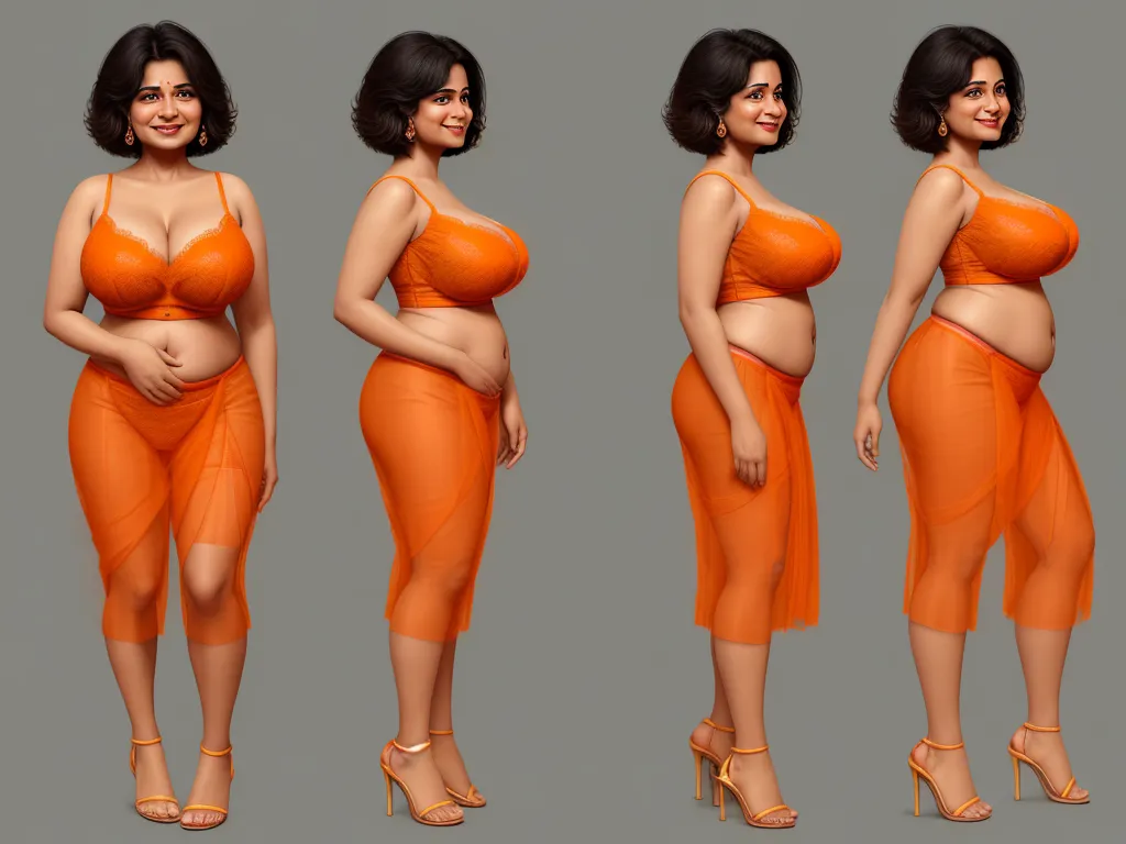 text-to-image ai - a woman in a dress and high heels poses for a picture in three different poses, both of which are pregnant, by Hendrik van Steenwijk I