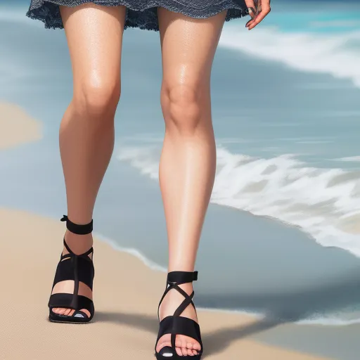 ai website that creates images - a woman walking on the beach with her feet in the sand and her shoes in the sand, with the ocean in the background, by Hendrik van Steenwijk I