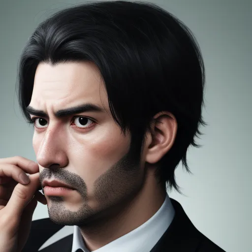 hd quality picture - a man with a mustache and a suit on posing for a picture with his hand on his chin and his hand to his face, by Taiyō Matsumoto