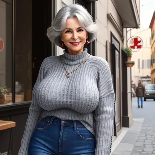 4k Resolution Pictures Italian Beautiful Grey Granny Gilf Smiling