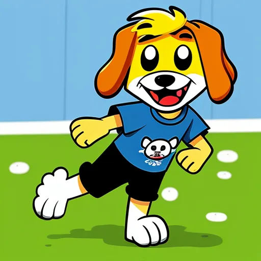 a cartoon dog is running on a field with a ball in its mouth and a ball in his mouth, by Hanna-Barbera