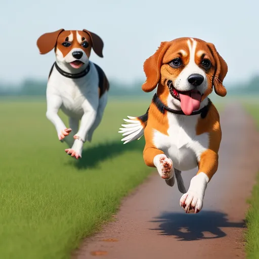 nsfw ai image generator - a dog is running down a path with another dog in the background and a dog in the foreground, by Frédéric Bazille