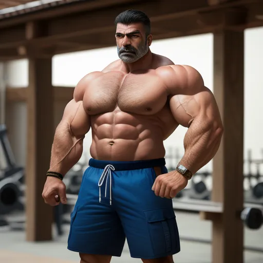 ai image upscaler: a muscular spanish builder showing his huge