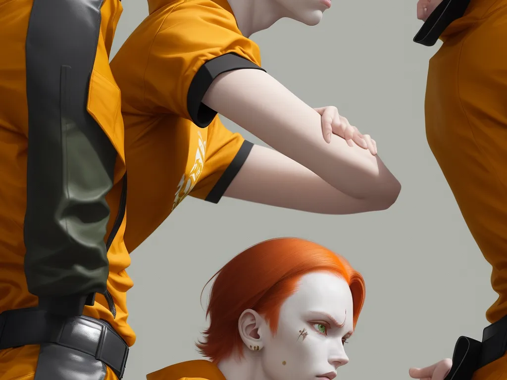 photo coverter - a woman with red hair and a man with orange hair are in a series of three images, one of the same person with orange hair, by Daniela Uhlig