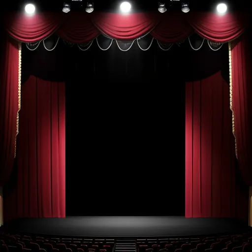 ai 2k: big flying eye on stage curtain dark red velvet,