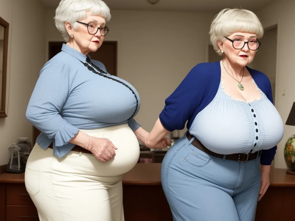 ai art wallpaper Bbw granny short hairstyle showing her very big