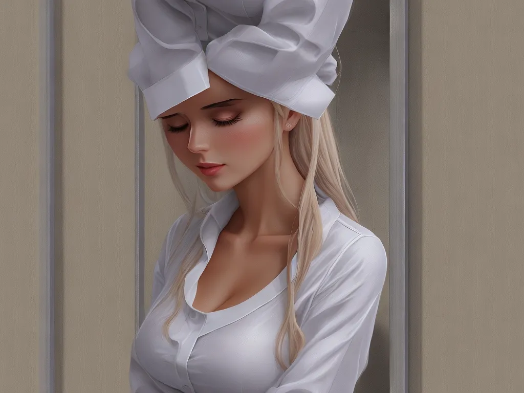 a woman with a white shirt and a white bow tie on her head is looking down at her cell phone, by Daniela Uhlig