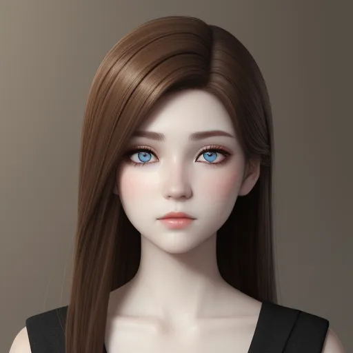 ai that can generate images - a doll with long brown hair and blue eyes is shown in a picture with a brown background and a neutral backdrop, by Chen Daofu